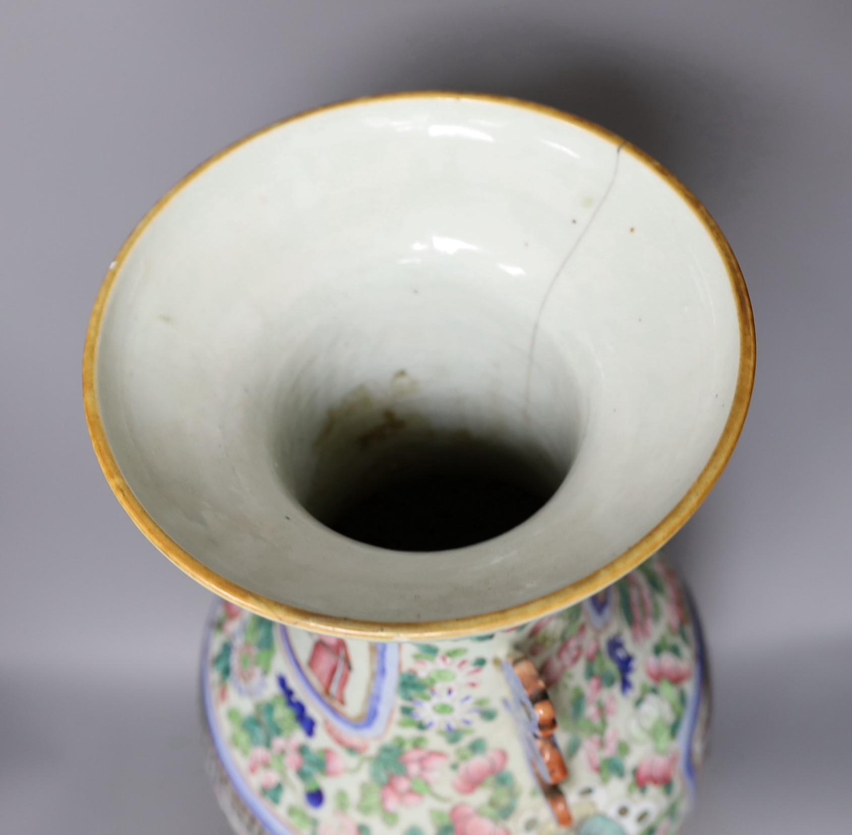 A 19th century famille rose vase (a.f.), 61.5 cms high